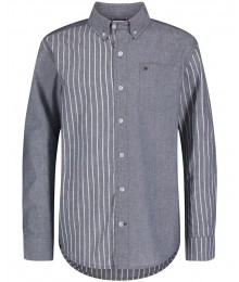 Tommy Hilfiger Grey Chambray Striped And Plain L/S Shirt